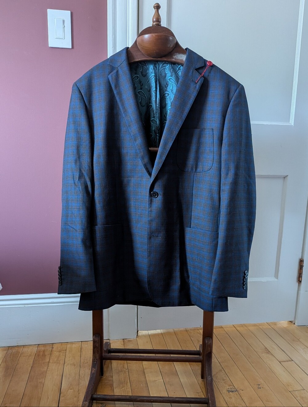 English Laundry Navy and Red Plaid Sport Coat